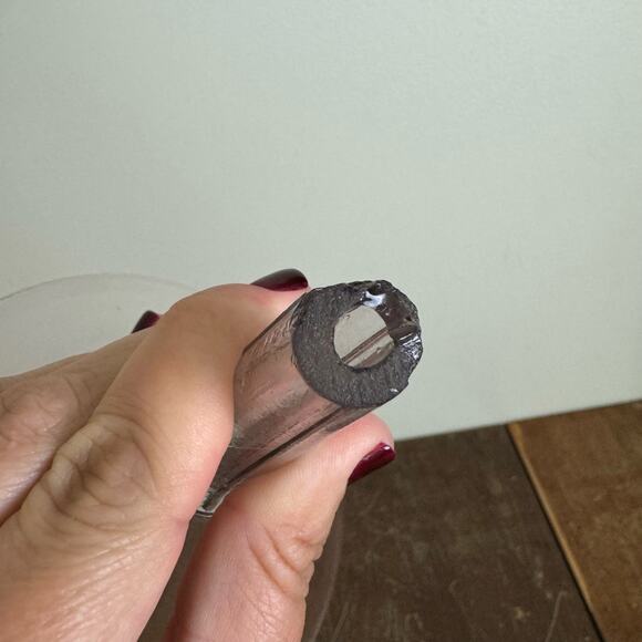 Antique Hand Blown Clear Glass Funnel Pat June 17 1884 Science Biology Chemistry - Picture 7 of 12